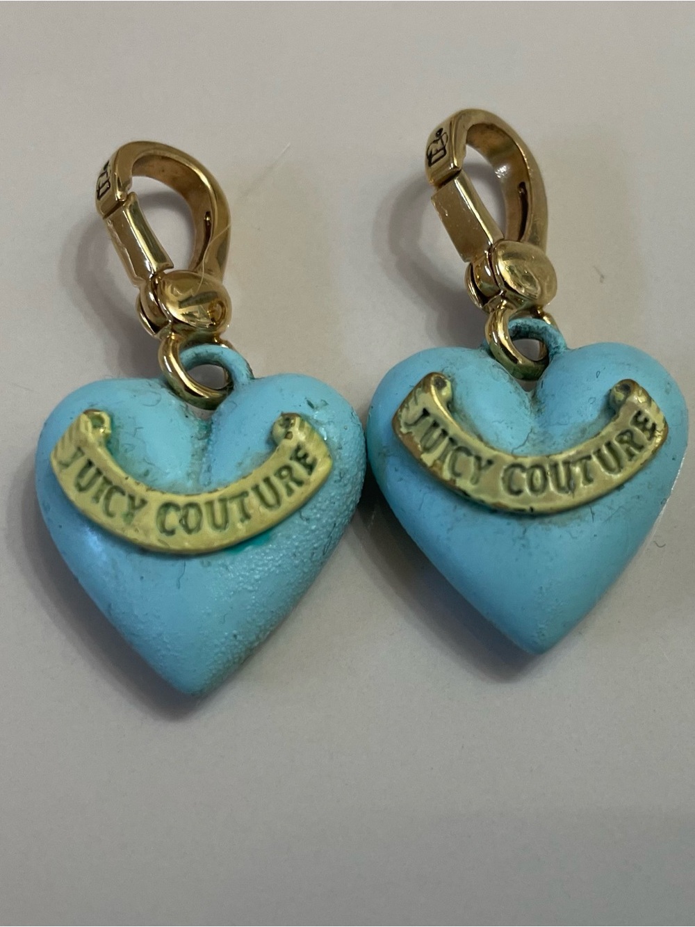 Set of 2 Juicy Couture Gold & Sky Blue Heart Charms
